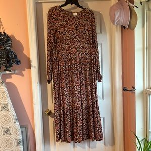 H&M Black Floral Maxi Dress XL 🌺👗🖤